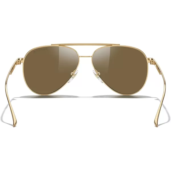 MERRYS Classic Aviator Polarized Sunglasses for Women Men Retro Driving Shades UV400 Metal Sun GlassesGold FrameBrown Lens