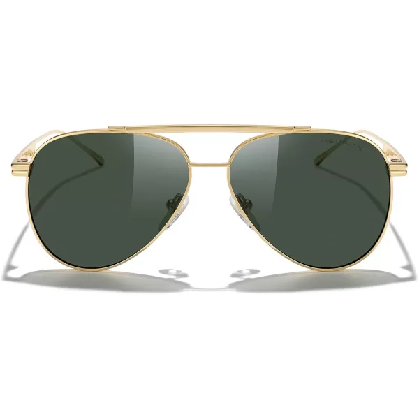 MERRYS Classic Aviator Polarized Sunglasses for Women Men Retro Driving Shades UV400 Metal Sun GlassesGold FrameG15 Lens
