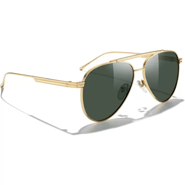 MERRYS Classic Aviator Polarized Sunglasses for Women Men Retro Driving Shades UV400 Metal Sun GlassesGold FrameG15 Lens