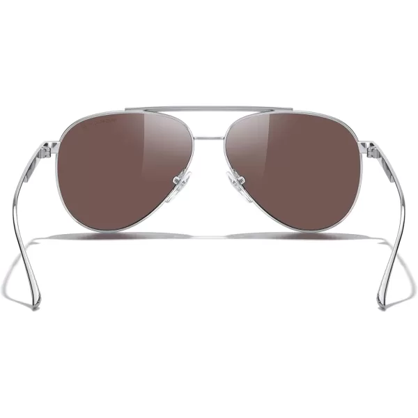 MERRYS Classic Aviator Polarized Sunglasses for Women Men Retro Driving Shades UV400 Metal Sun GlassesSilver FrameBlue Mirror Lens
