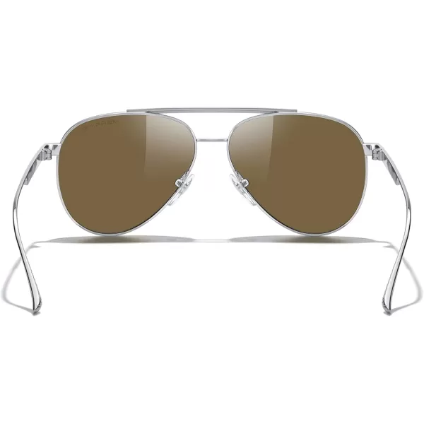 MERRYS Classic Aviator Polarized Sunglasses for Women Men Retro Driving Shades UV400 Metal Sun GlassesSilver FrameBrown Lens