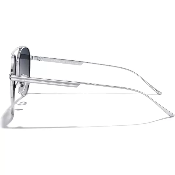 MERRYS Classic Aviator Polarized Sunglasses for Women Men Retro Driving Shades UV400 Metal Sun GlassesSilver FrameGray Gradient Lens