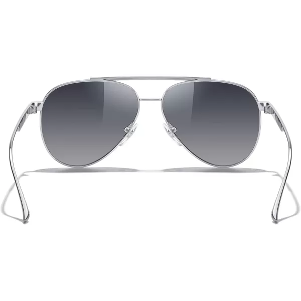 MERRYS Classic Aviator Polarized Sunglasses for Women Men Retro Driving Shades UV400 Metal Sun GlassesSilver FrameGray Gradient Lens