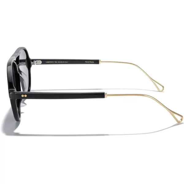 MERRYS Classic Sunglasses for Men Acetate Frame Vintage Pilot Sunglasses with CaseBlack FrameBlack Lens