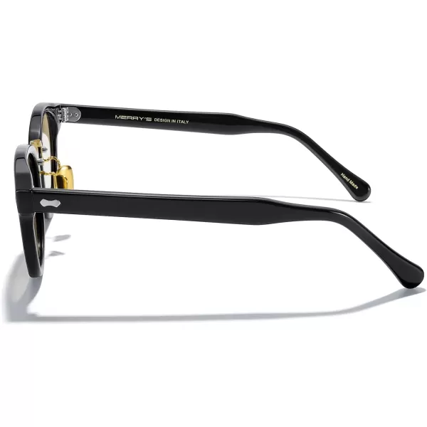 MERRYS Oval Combination Acetate Metal Unisex Sunglasses for Men WomenBlack FrameBrown Lens