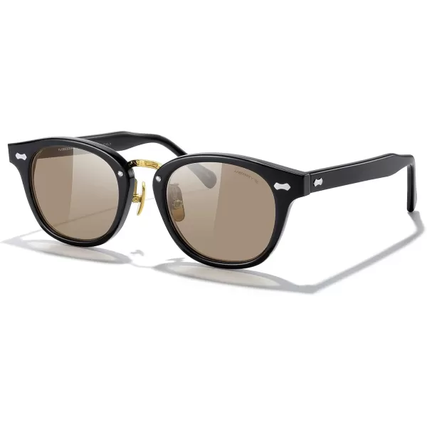 MERRYS Oval Combination Acetate Metal Unisex Sunglasses for Men WomenBlack FrameBrown Lens