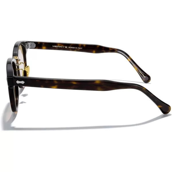 MERRYS Oval Combination Acetate Metal Unisex Sunglasses for Men WomenLeopard FrameBrown Lens
