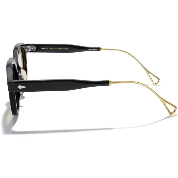 MERRYS Sun Black Tortoise Acetate Sunglasses Oval WomenMen Sun glassesBlack FrameBrown Lens