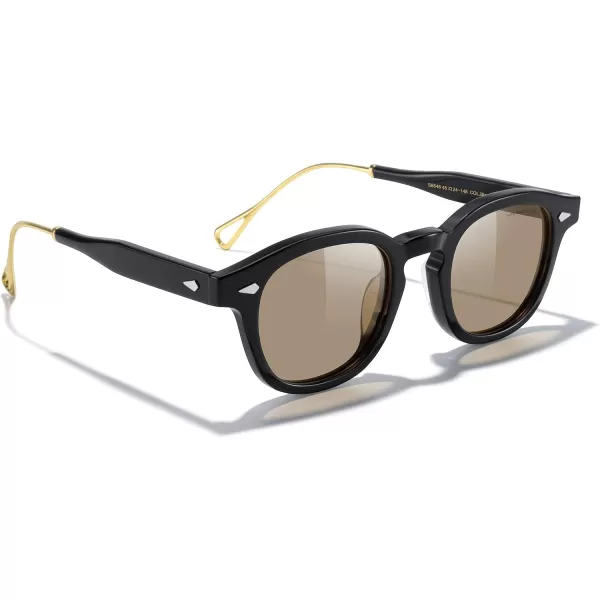 MERRYS Sun Black Tortoise Acetate Sunglasses Oval WomenMen Sun glassesBlack FrameBrown Lens