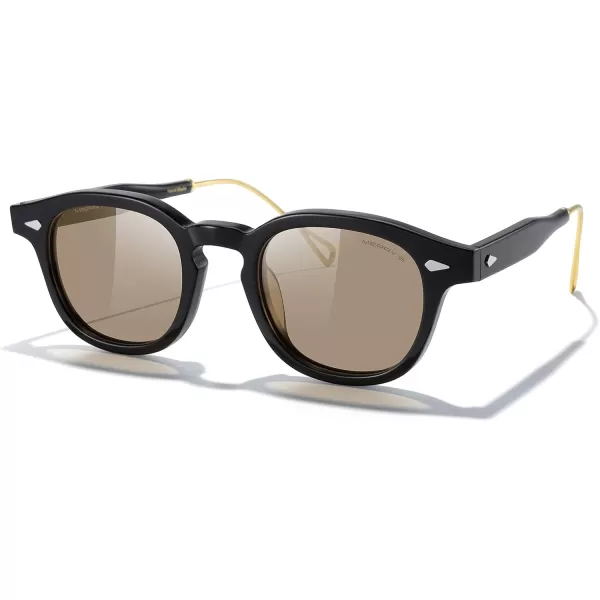 MERRYS Sun Black Tortoise Acetate Sunglasses Oval WomenMen Sun glassesBlack FrameBrown Lens