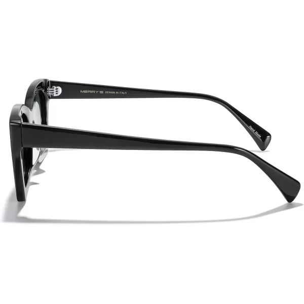MERRYS Trendy Cat Eye Acetate Polarized Sunglasses Women  Vintage Oversized Cateye Style Square Sun Glasses Women MenBlack FrameG15 Lens
