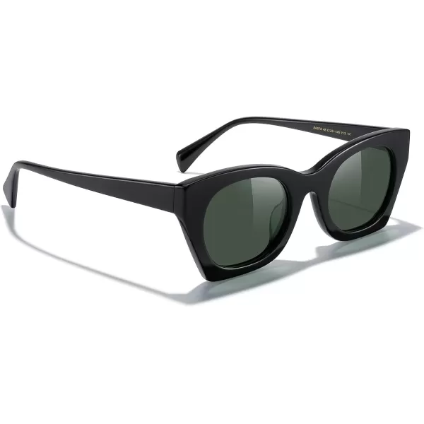 MERRYS Trendy Cat Eye Acetate Polarized Sunglasses Women  Vintage Oversized Cateye Style Square Sun Glasses Women MenBlack FrameG15 Lens