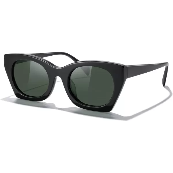 MERRYS Trendy Cat Eye Acetate Polarized Sunglasses Women  Vintage Oversized Cateye Style Square Sun Glasses Women MenBlack FrameG15 Lens