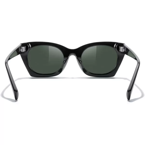 MERRYS Trendy Cat Eye Acetate Polarized Sunglasses Women  Vintage Oversized Cateye Style Square Sun Glasses Women MenBlack FrameG15 Lens