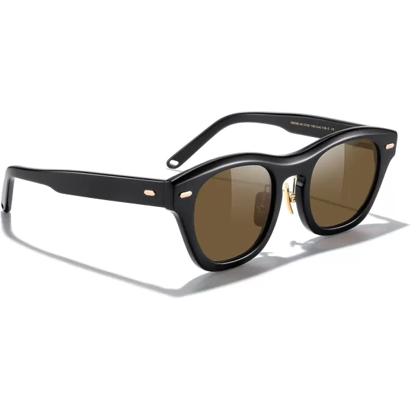 MERRYS Vintage Rectangular Acetate Frame Sunglasses for MenWomen Fashion Driving Mens Sun glassesBlack FrameBrown Lens