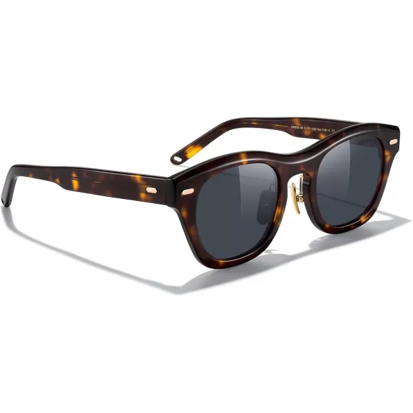 MERRYS Vintage Rectangular Acetate Frame Sunglasses for MenWomen Fashion Driving Mens Sun glassesLeopard FrameBlack Lens