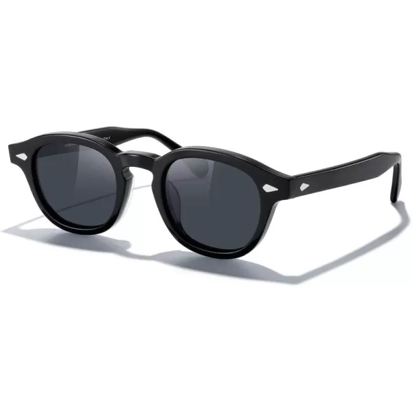 MERRYS Acetate Polarized Retro Oval Sunglasses for Men Women unisex adult Vintage EyewearBlack FrameBlack Lens