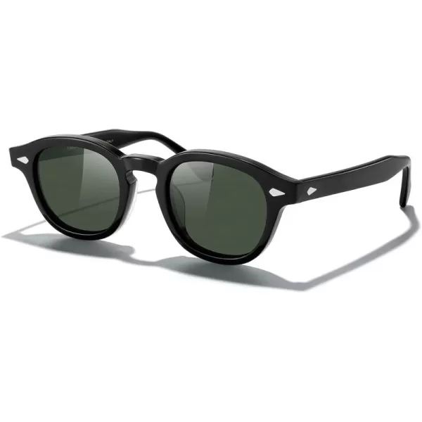 MERRYS Acetate Polarized Retro Oval Sunglasses for Men Women unisex adult Vintage EyewearBlack FrameG15 Lens
