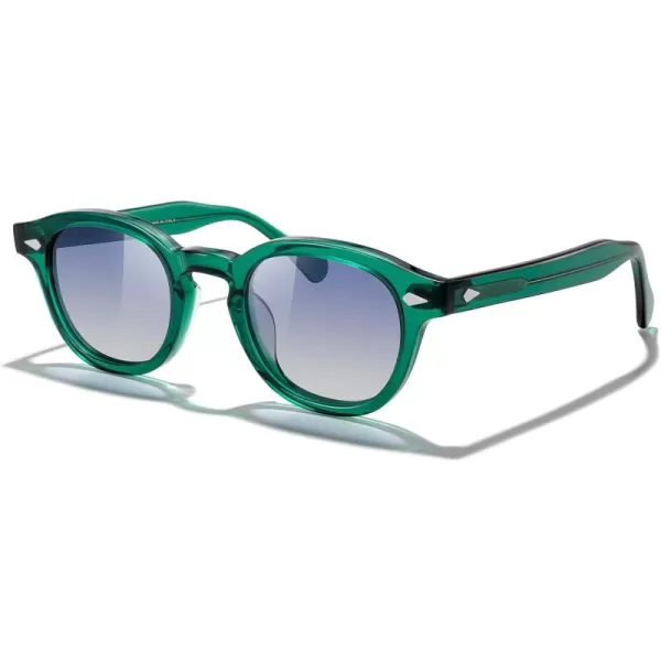 MERRYS Acetate Polarized Retro Oval Sunglasses for Men Women unisex adult Vintage EyewearEmerald Green FrameBlue Gradient Lens