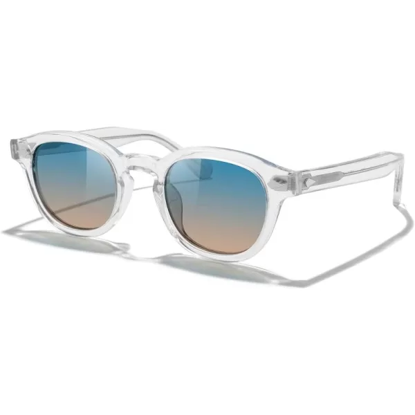 MERRYS Acetate Polarized Retro Oval Sunglasses for Men Women unisex adult Vintage EyewearTransparent FrameBluebrown Lens