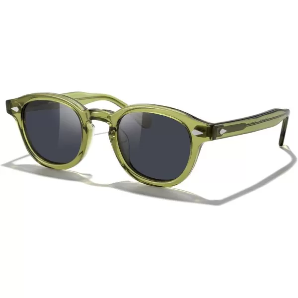 MERRYS Acetate Polarized Retro Oval Sunglasses for Men Women unisex adult Vintage EyewearTransparent Green FrameBlack Lens