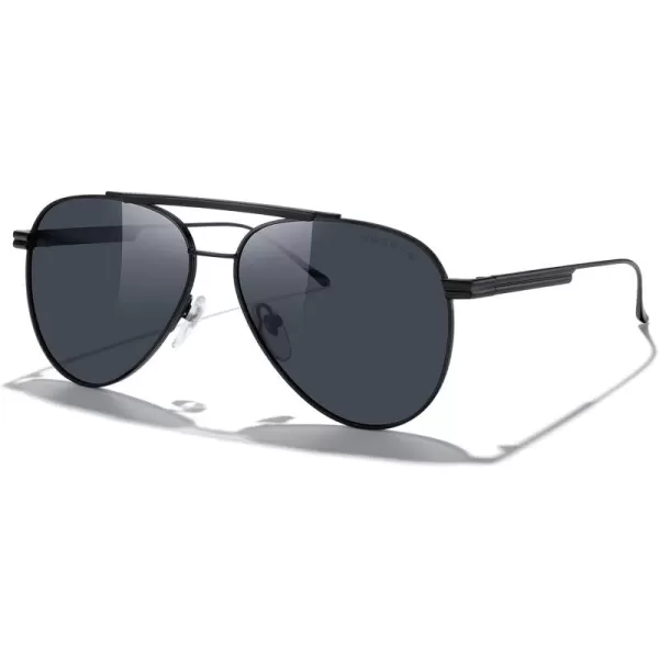 MERRYS Classic Aviator Polarized Sunglasses for Women Men Retro Driving Shades UV400 Metal Sun GlassesBlack FrameBlack Lens