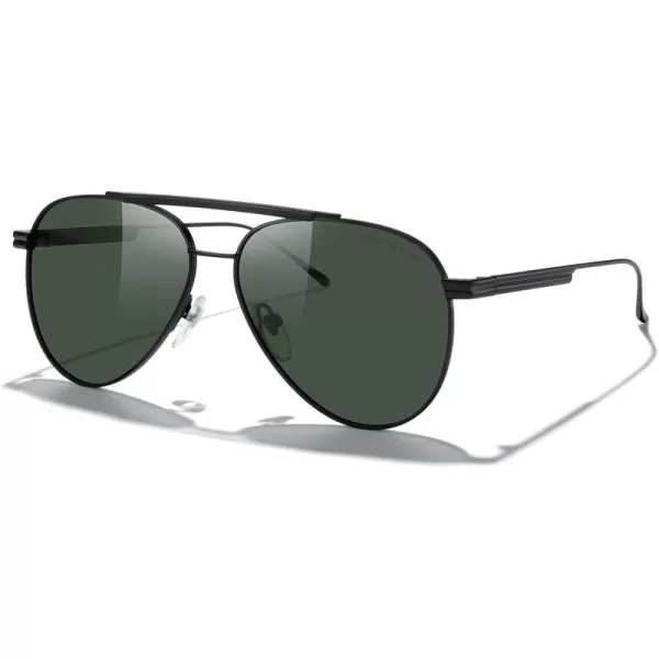 MERRYS Classic Aviator Polarized Sunglasses for Women Men Retro Driving Shades UV400 Metal Sun GlassesBlack FrameG15 Lens