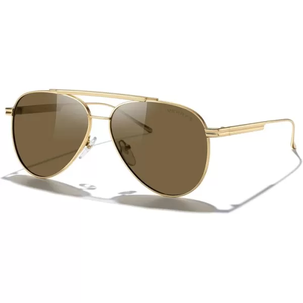 MERRYS Classic Aviator Polarized Sunglasses for Women Men Retro Driving Shades UV400 Metal Sun GlassesGold FrameBrown Lens