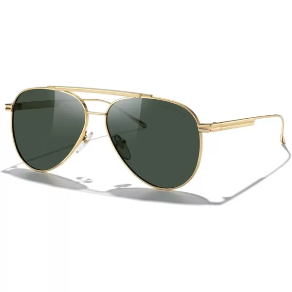 MERRYS Classic Aviator Polarized Sunglasses for Women Men Retro Driving Shades UV400 Metal Sun GlassesGold FrameG15 Lens