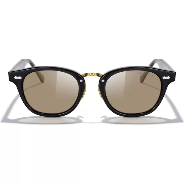 MERRYS Oval Combination Acetate Metal Unisex Sunglasses for Men WomenBlack FrameBrown Lens