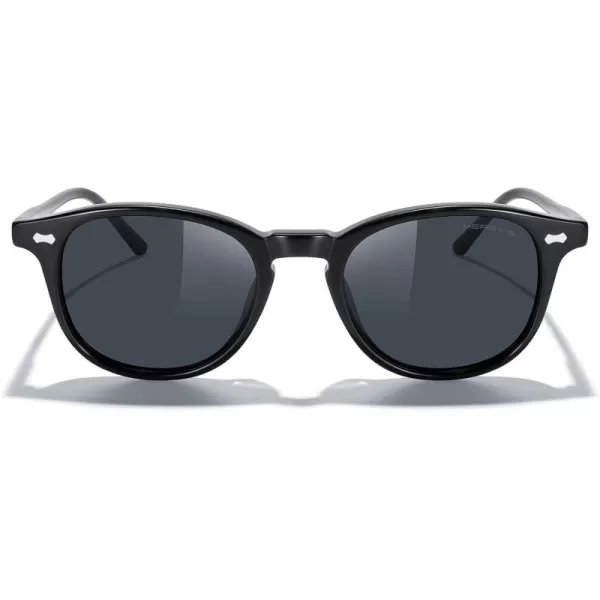 MERRYS Vintage Polarized Sunglasses for Men Acetate Frame Women Stylish EyewearBlack FrameBlack Lens