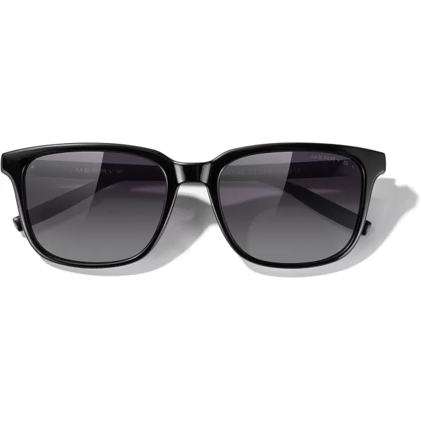 MERRYS Unisex Rectangle Polarized Sunglasses Vintage Sun Glasses For MenWomen Aluminum LegsBlack FrameBlack Gradient LensBlack Temples