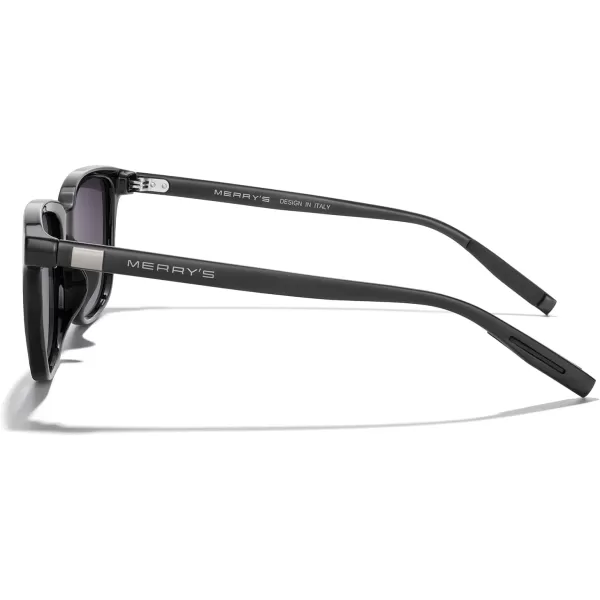 MERRYS Unisex Rectangle Polarized Sunglasses Vintage Sun Glasses For MenWomen Aluminum LegsBlack FrameBlack Gradient LensBlack Temples
