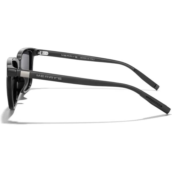 MERRYS Unisex Rectangle Polarized Sunglasses Vintage Sun Glasses For MenWomen Aluminum LegsBlack FrameBlack LensBlack Temples