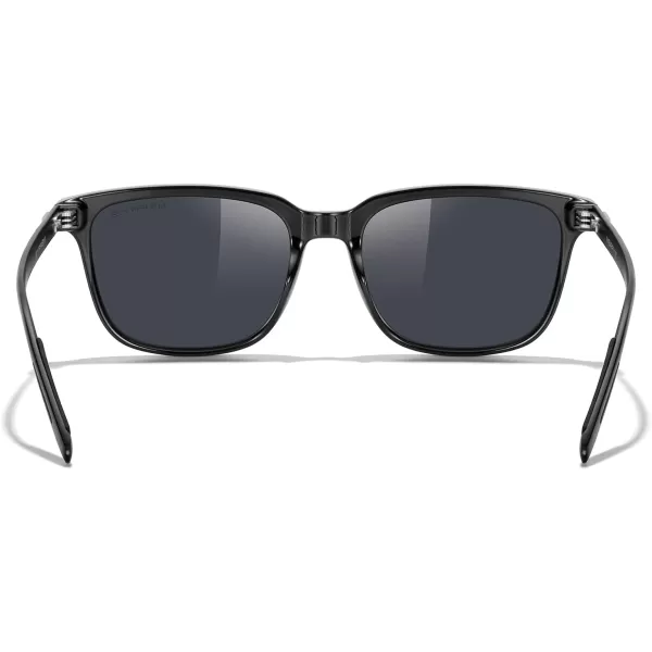 MERRYS Unisex Rectangle Polarized Sunglasses Vintage Sun Glasses For MenWomen Aluminum LegsBlack FrameBlack LensBlack Temples