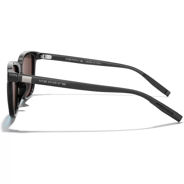 MERRYS Unisex Rectangle Polarized Sunglasses Vintage Sun Glasses For MenWomen Aluminum LegsBlack FrameBlue Mirror LensBlack Temples