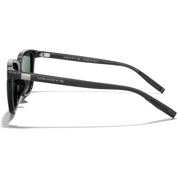 MERRYS Unisex Rectangle Polarized Sunglasses Vintage Sun Glasses For MenWomen Aluminum LegsBlack FrameG15 LensBlack Temples