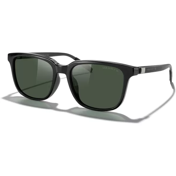 MERRYS Unisex Rectangle Polarized Sunglasses Vintage Sun Glasses For MenWomen Aluminum LegsBlack FrameG15 LensBlack Temples