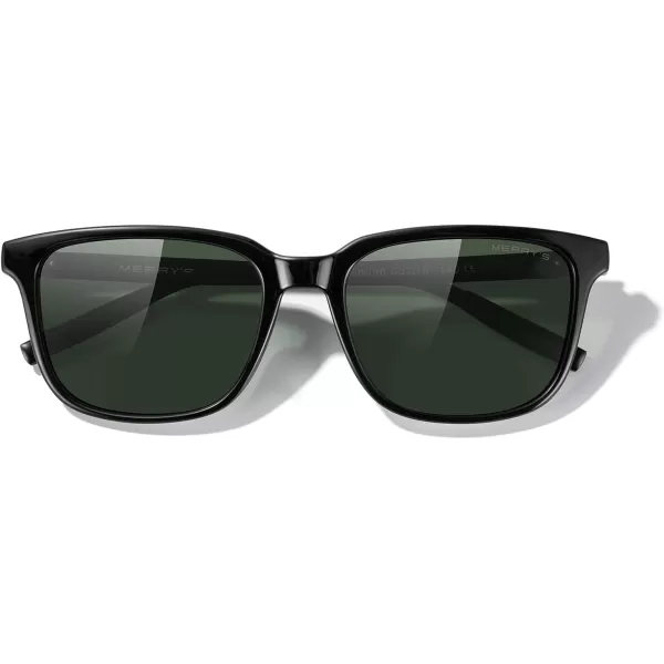 MERRYS Unisex Rectangle Polarized Sunglasses Vintage Sun Glasses For MenWomen Aluminum LegsBlack FrameG15 LensBlack Temples