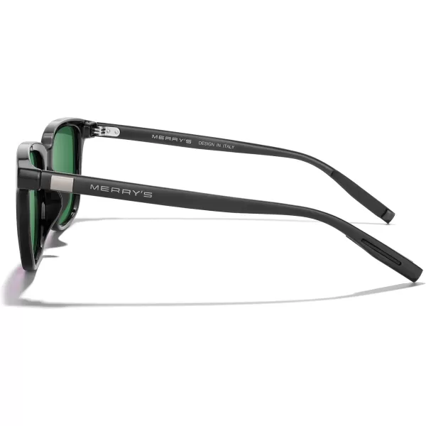 MERRYS Unisex Rectangle Polarized Sunglasses Vintage Sun Glasses For MenWomen Aluminum LegsBlack FramePurple Mirror LensBlack Temples