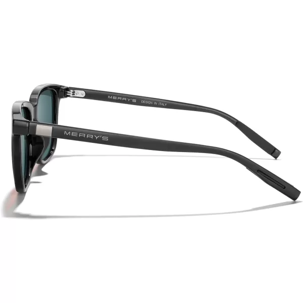 MERRYS Unisex Rectangle Polarized Sunglasses Vintage Sun Glasses For MenWomen Aluminum LegsBlack FrameRed Mirror LensBlack Temples