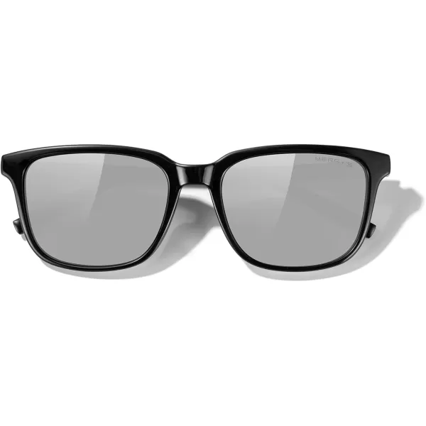 MERRYS Unisex Rectangle Polarized Sunglasses Vintage Sun Glasses For MenWomen Aluminum LegsBlack FrameSilver Mirror LensBlack Temples