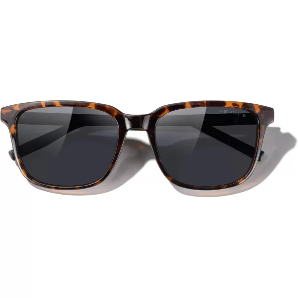 MERRYS Unisex Rectangle Polarized Sunglasses Vintage Sun Glasses For MenWomen Aluminum LegsLeopard FrameBlack LensBlack Temples