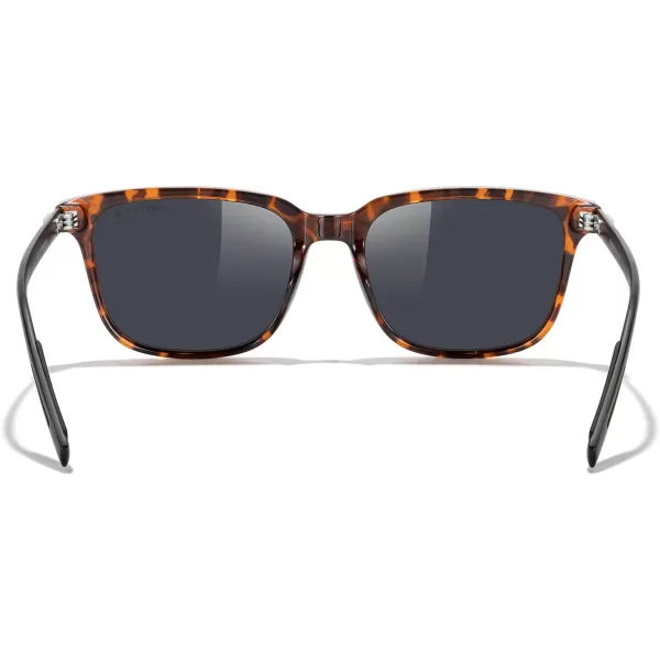MERRYS Unisex Rectangle Polarized Sunglasses Vintage Sun Glasses For MenWomen Aluminum LegsLeopard FrameBlack LensBlack Temples