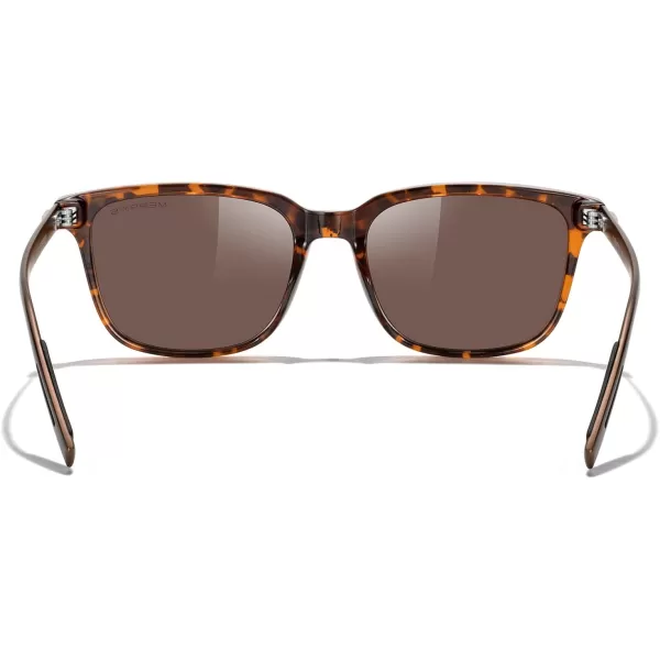 MERRYS Unisex Rectangle Polarized Sunglasses Vintage Sun Glasses For MenWomen Aluminum LegsLeopard FrameBlue Mirror LensBrown Temples