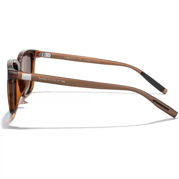 MERRYS Unisex Rectangle Polarized Sunglasses Vintage Sun Glasses For MenWomen Aluminum LegsLeopard FrameBlue Mirror LensBrown Temples