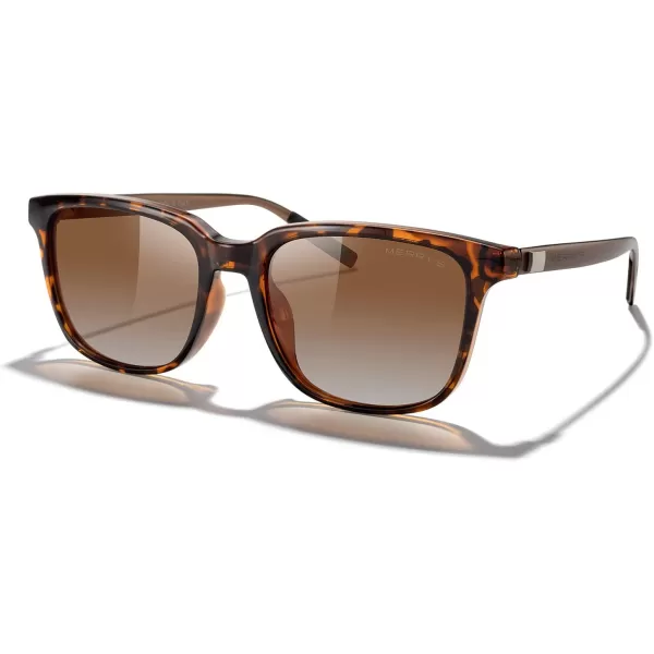 MERRYS Unisex Rectangle Polarized Sunglasses Vintage Sun Glasses For MenWomen Aluminum LegsLeopard FrameBrown Gradient LensBrown Temples