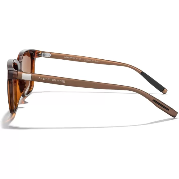MERRYS Unisex Rectangle Polarized Sunglasses Vintage Sun Glasses For MenWomen Aluminum LegsLeopard FrameBrown Gradient LensBrown Temples