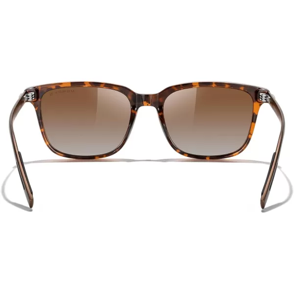 MERRYS Unisex Rectangle Polarized Sunglasses Vintage Sun Glasses For MenWomen Aluminum LegsLeopard FrameBrown Gradient LensBrown Temples