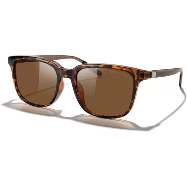 MERRYS Unisex Rectangle Polarized Sunglasses Vintage Sun Glasses For MenWomen Aluminum LegsLeopard FrameBrown LensBrown Temples